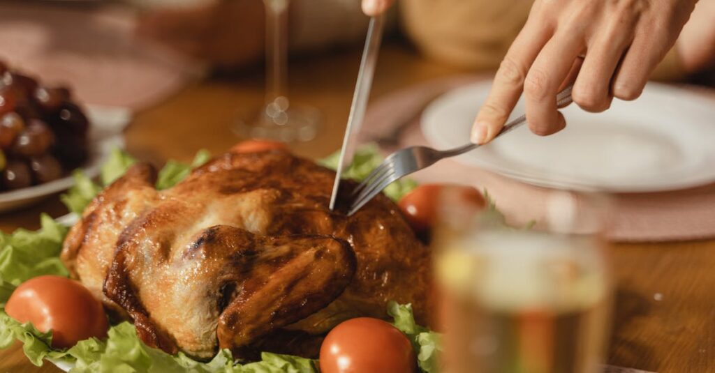 Pavo horneado para celebración de día de acción de gracias en RD Banquet